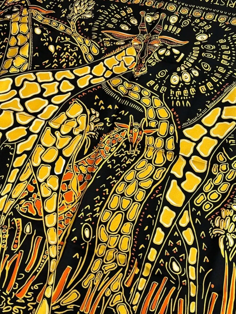 DIOR/ChristianDior Black Dark yellow Multi Scarf